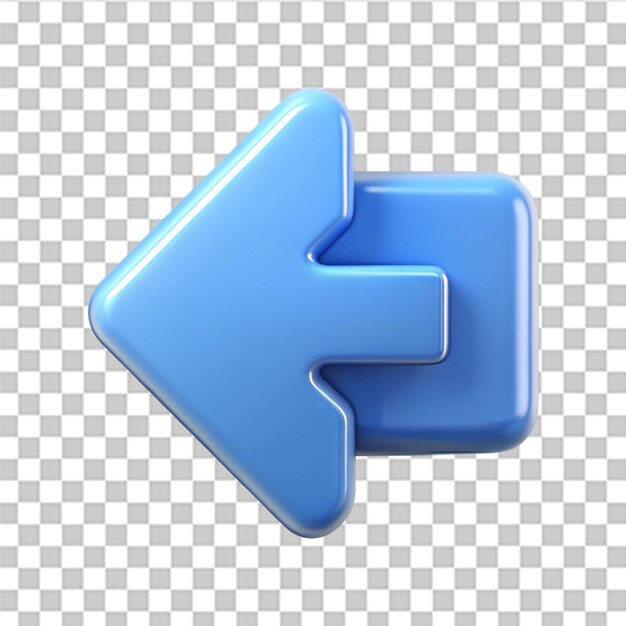 left arrow ui icon 3d render isolated on transparent background