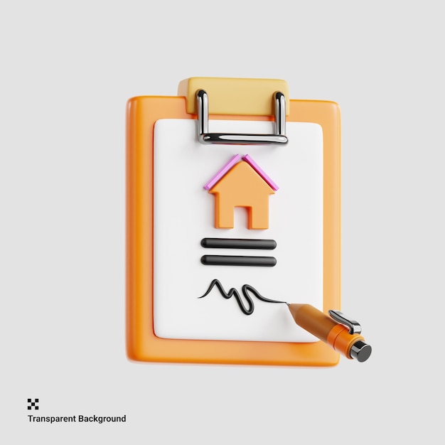 legal 3d illustration of contract document and pen