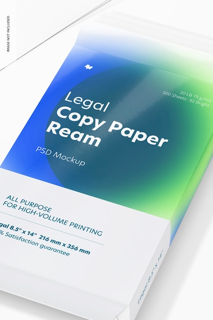 Legal copy paper ries mockup, nahaufnahme