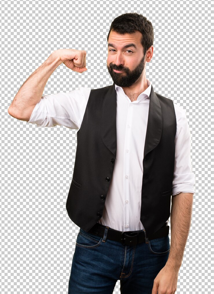 PSD legal homem fazendo gesto forte