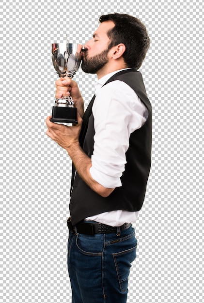 PSD legal homem segurando um troféu