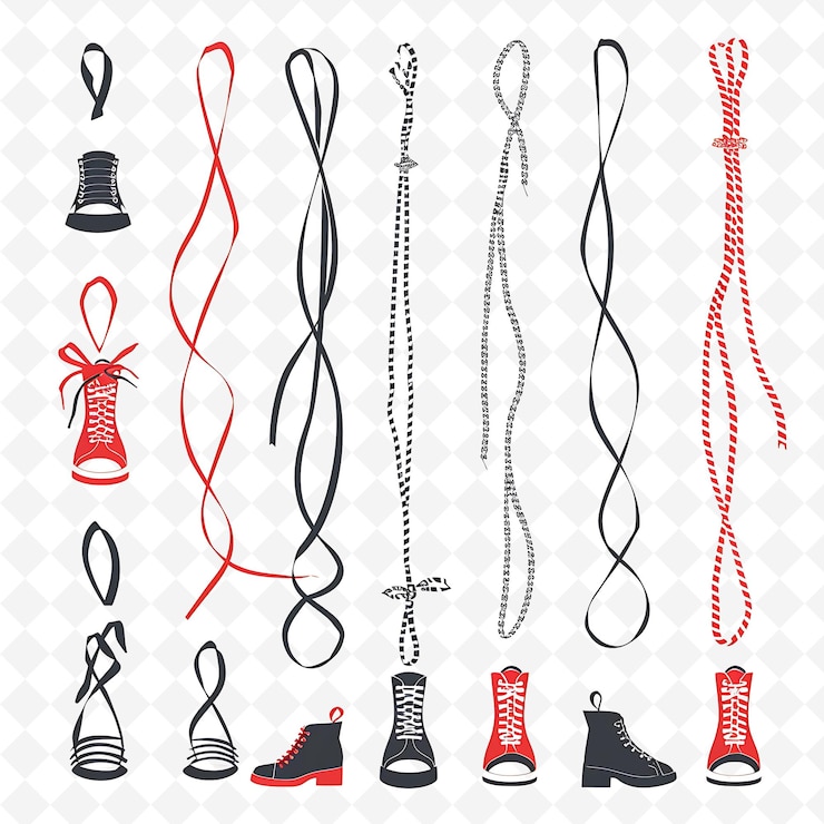 PSD legatura di scarpe chic con icone della moda e scarpe in miniatura d png natural inspired flat borderline