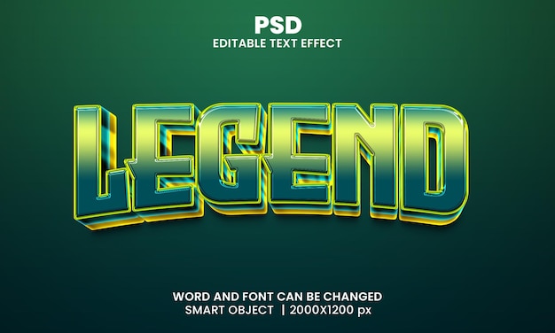 Legend 3d bearbeitbarer Texteffekt Premium Psd mit Hintergrund