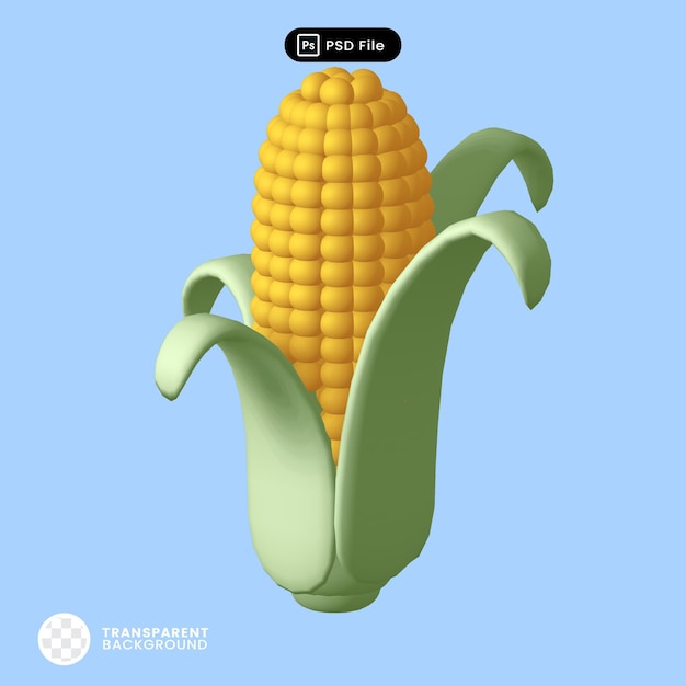 PSD legume fresco de milho de renderização 3d