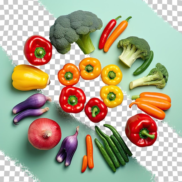PSD légumes colorés sur fond transparent