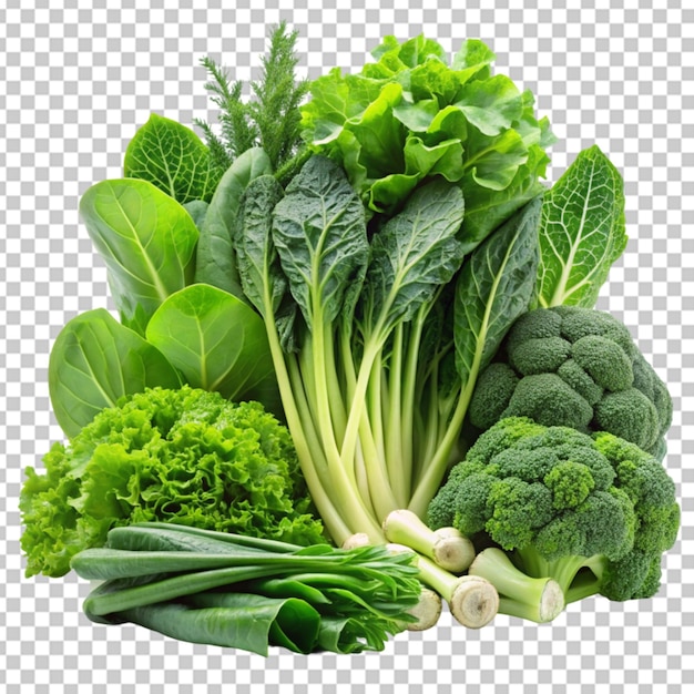 PSD légumes à feuilles vertes fond transparent