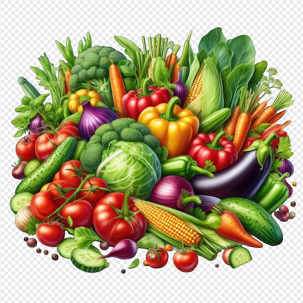 PSD légumes frais et colorés png