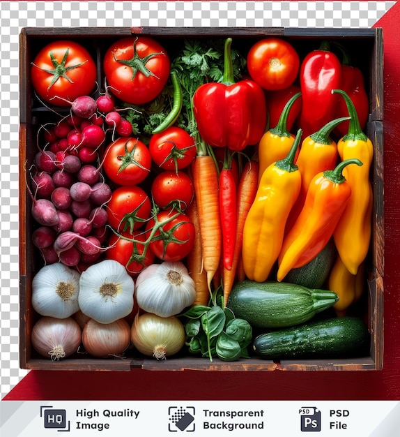 Légumes Frais Psd Transparents De Haute Qualité Dans Une Boîte Vue Supérieure