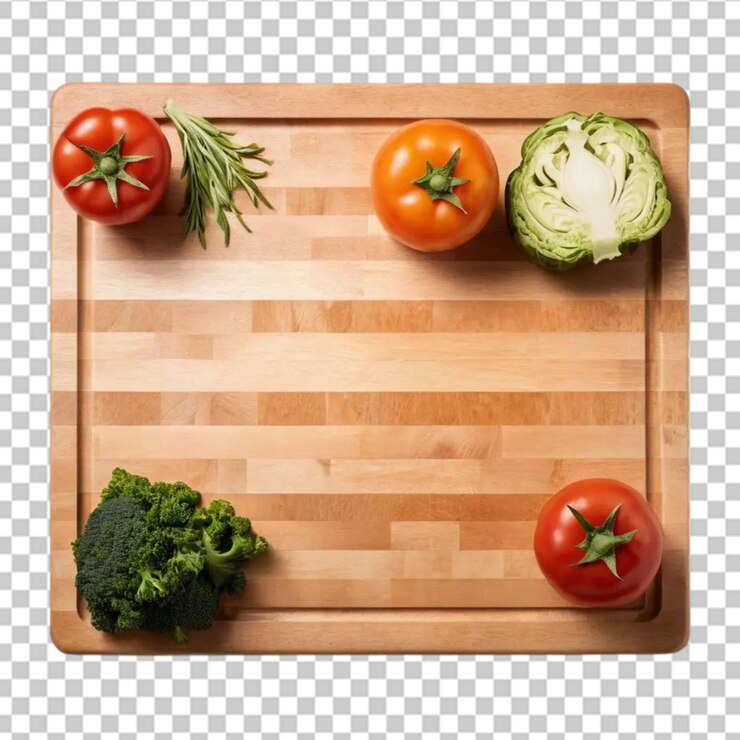 Légumes avec une planche à découper