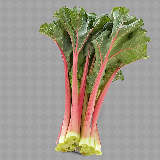 PSD légumes à tige de rhubarbe de png longues tiges caractérisées par ses légumes frais isolés rouges