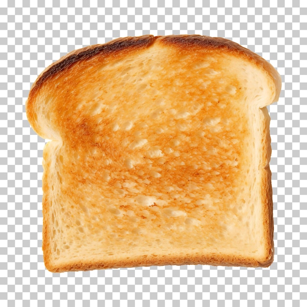 Leicht geröstete Brotscheibe, isolierter weißer und transparenter Hintergrund png