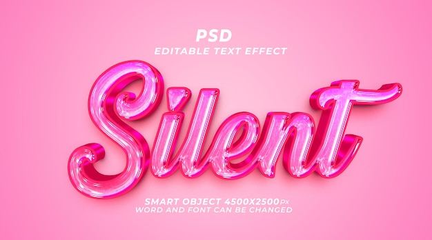 Leise 3D-Texteffekt-PSD-Vorlage mit niedlichem Hintergrund