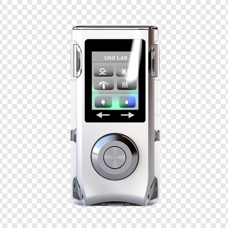 PSD leitor de mp3 isolado em fundo transparente