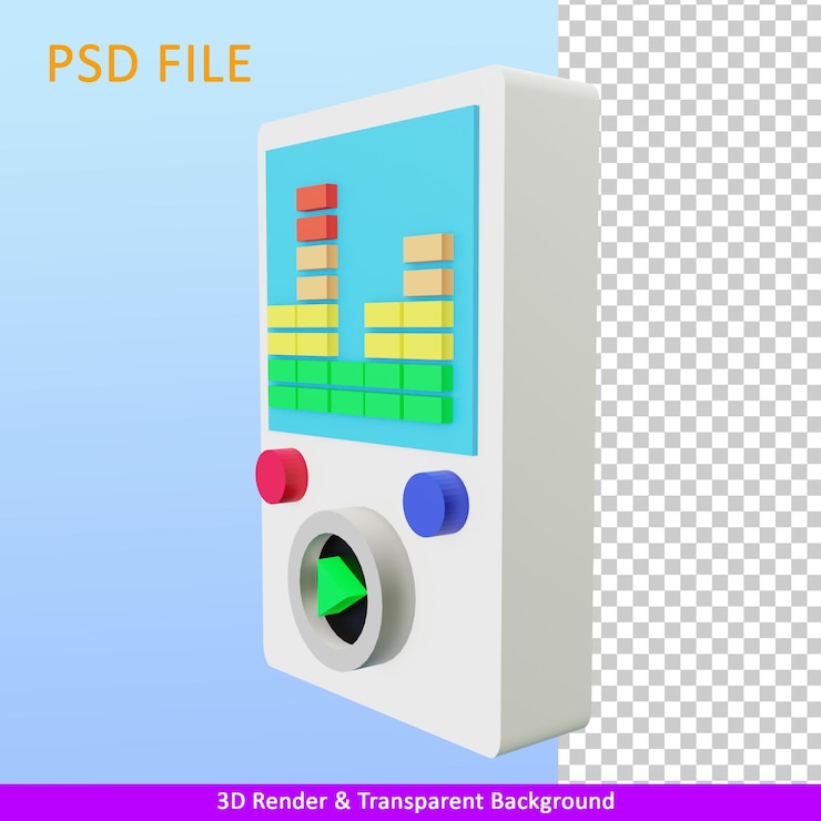 PSD leitor de música de ilustração de renderização 3d