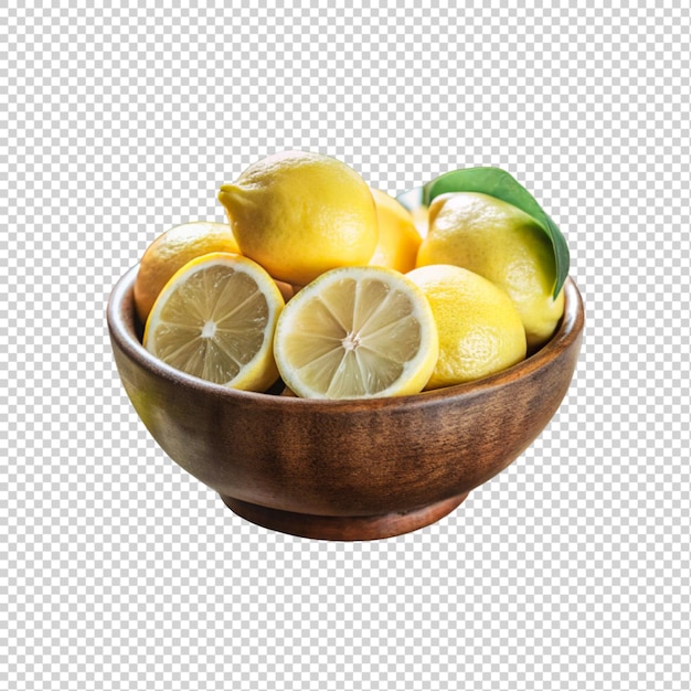 lemon and lemon slices isolated on a transparent background