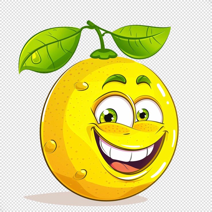 PSD lemon cartoon smiling vector isolated background