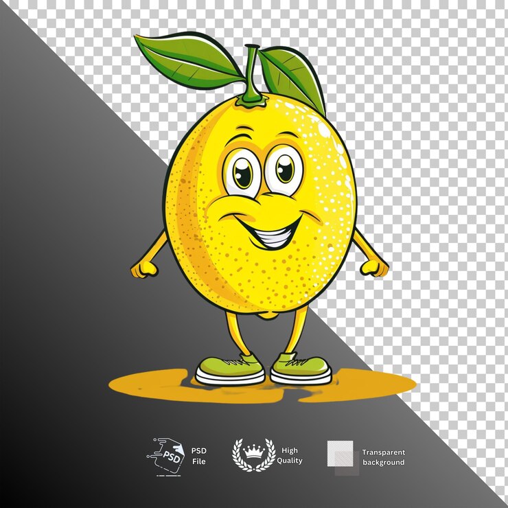 PSD lemon isolated on transparent background