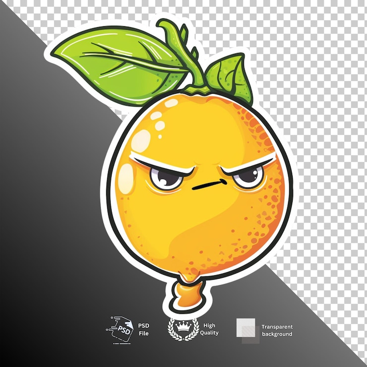 PSD lemon isolated on transparent background