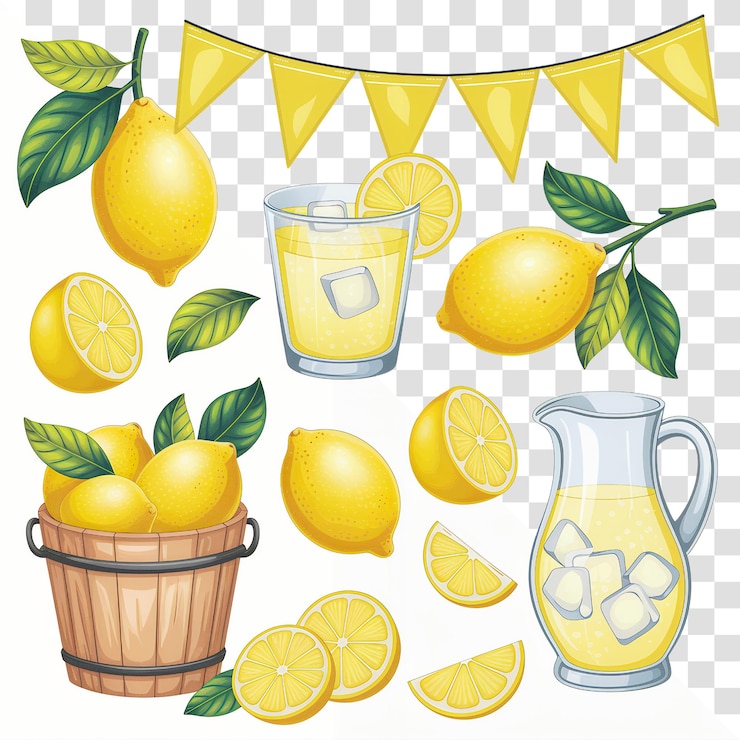 PSD lemonade und zitronen illustration