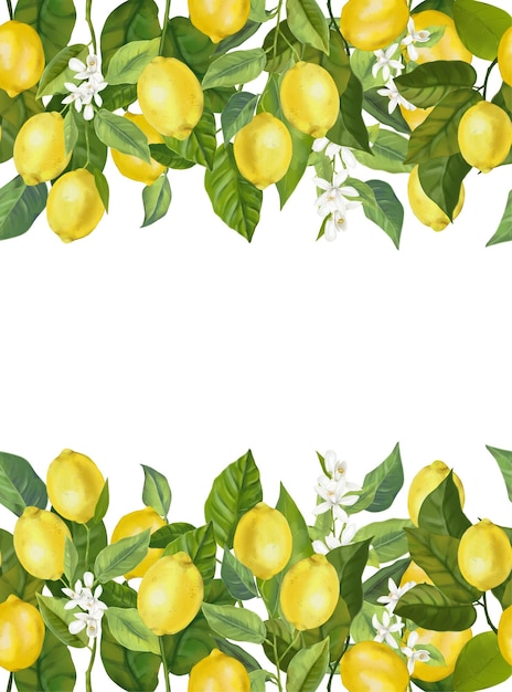 Lemons Watercolor Clipart Lemon Blossom Frame Floral Botanical Frame Background