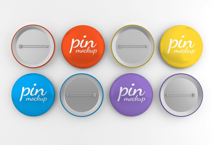Lencana bulat mengkilap atau mockup pin tombol