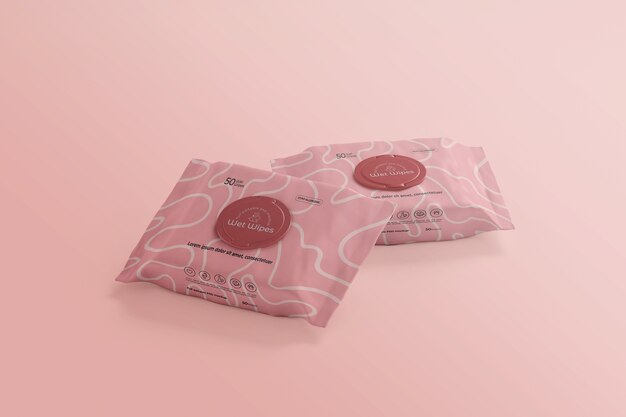 PSD lençóis úmidos com embalagem simulada