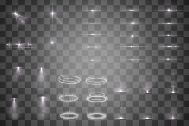 Lens flare elemento png remix digital conjunto de fondo transparente