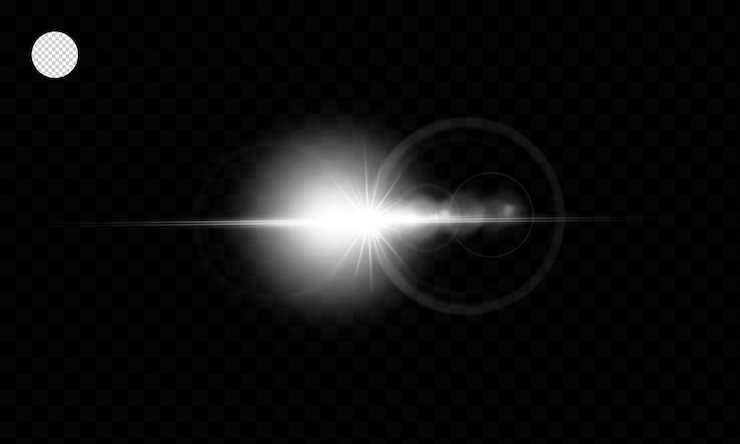 PSD lens flare illustration glowing spark light effect isolated on transparent