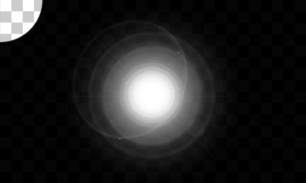Lens flare illustrazione vettoriale incandescente scintilla effetto luce isolato su trasparente