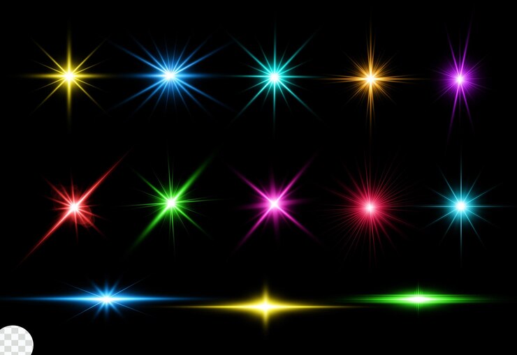 PSD lens flare réaliste grande collection de lumières de noël colorées