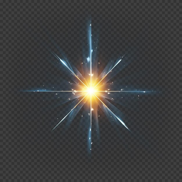 PSD lens flare star isoliert auf transparentem hintergrund