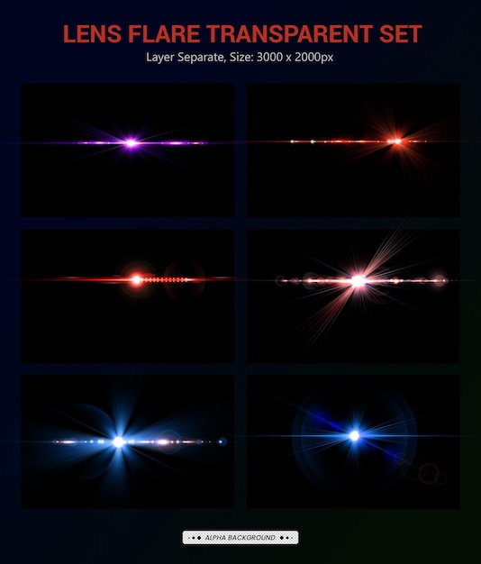 PSD lens flares amp stars pack