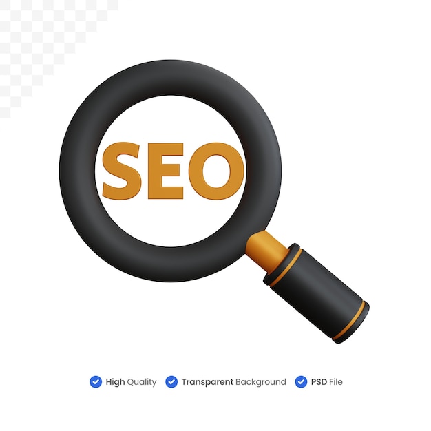 lente d'ingrandimento rendering 3d alla ricerca di seo isolato