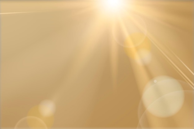 Lente di luce naturale psd su sfondo dorato effetto dei raggi solari