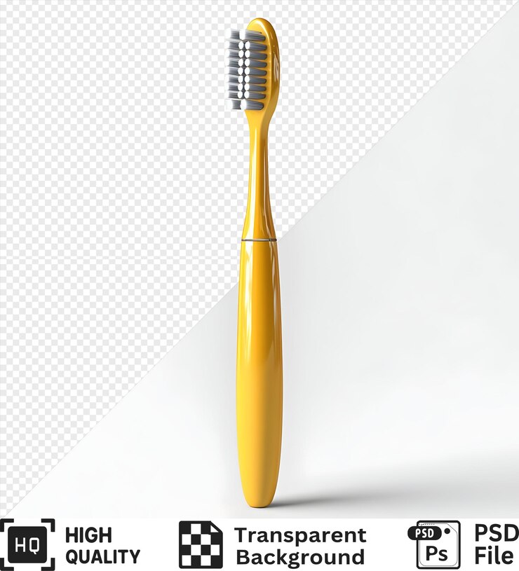 PSD lente de dientes amarillo con cerdas blancas aisladas sobre un fondo transparente lente de dentadas amarillo sobre un fondo blanco