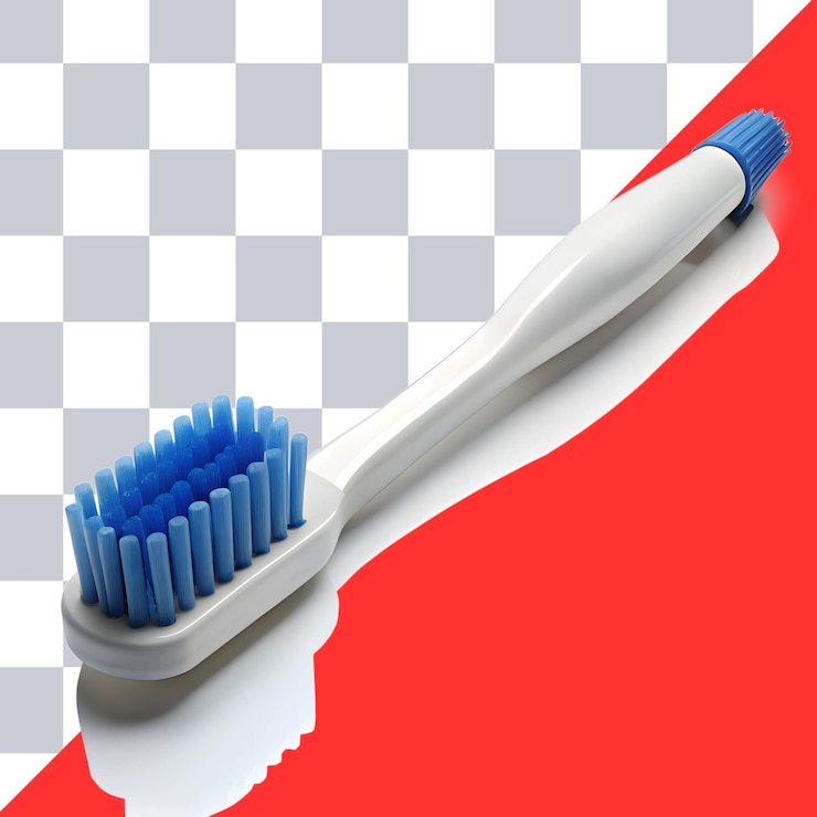 PSD lente de dientes blanco simple con cerdas azules diseño aislado