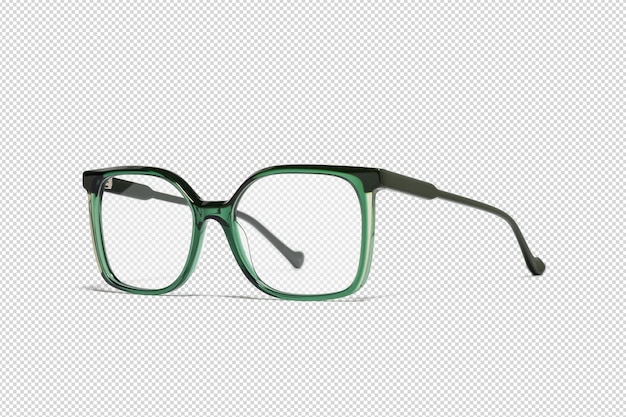 PSD lente transparente de color verde en el fondo transparente vista de la forma derecha