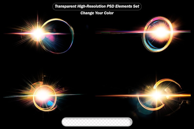 Lentes brillantes en un fondo transparente para los diseñadores