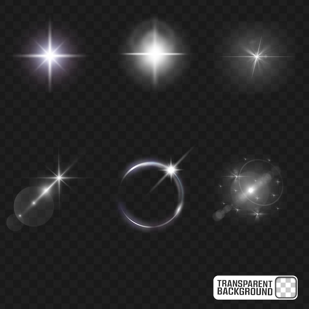 Lenti Flares amp Light Effects Glowing Starburst Elements Transparent Background Overlay (Effetti luminosi di scintilla stellare)
