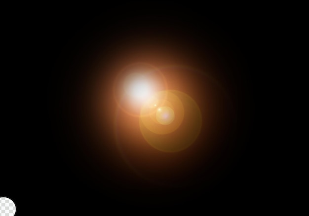 La lentille optique éclaire la lumière dorée