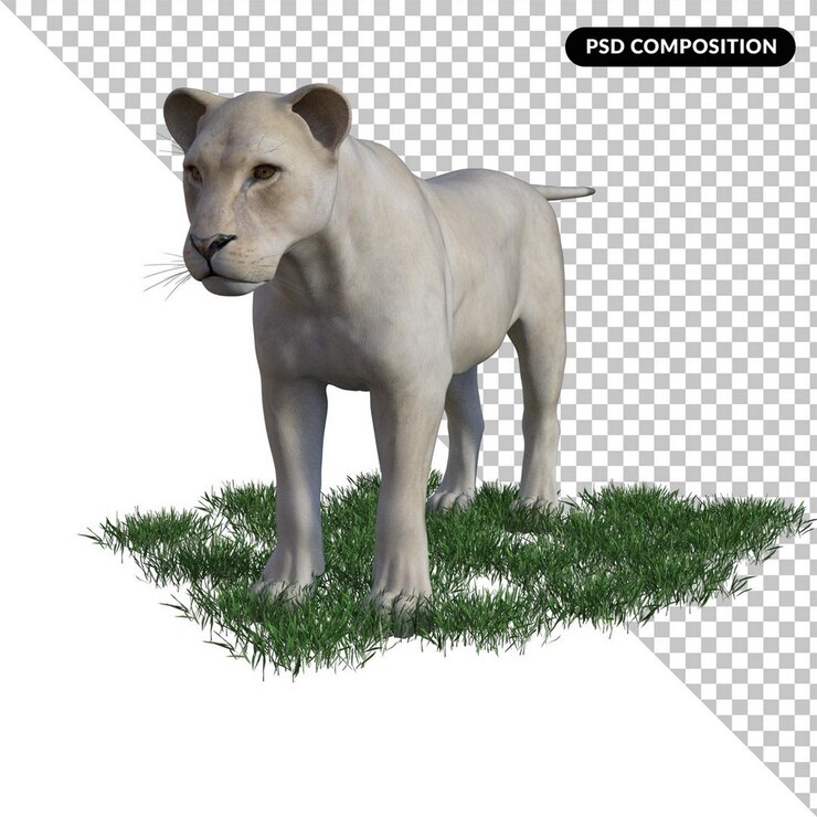 PSD león blanco aislado 3d