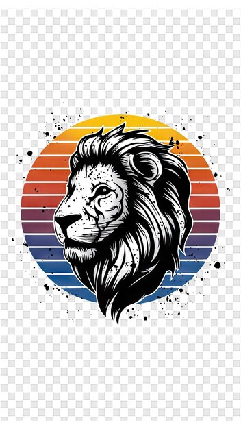 PSD león con colores de arco iris en el fondo