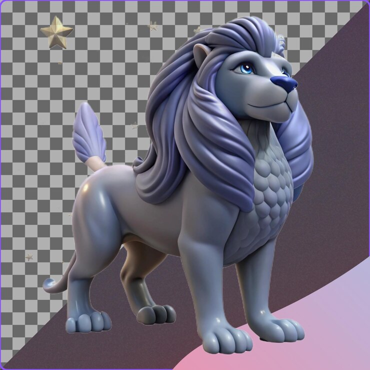 PSD león de dibujos animados en 3d
