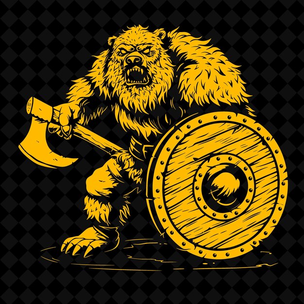 un león con una espada y un escudo en él