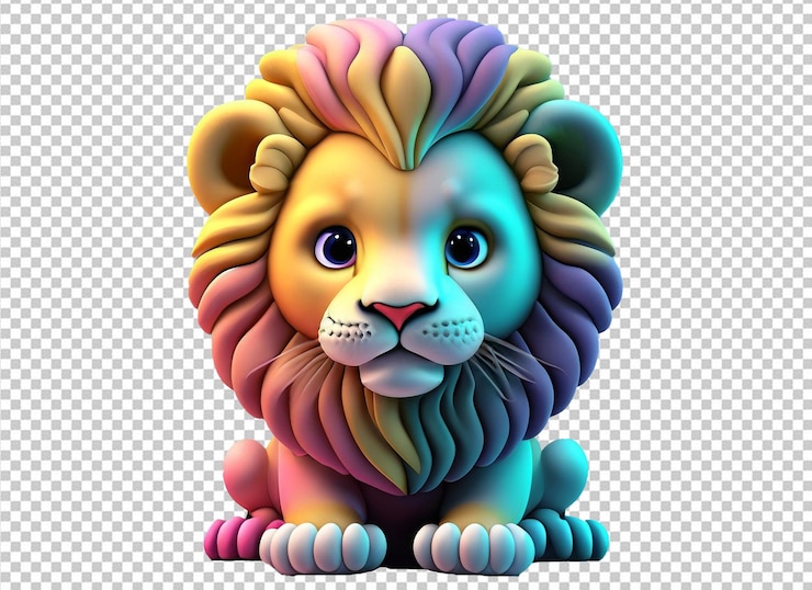 PSD león lindo bebé 3d
