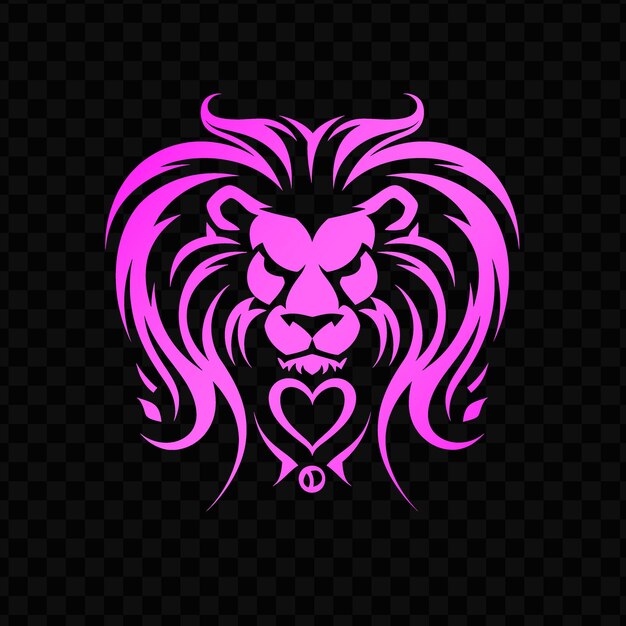 PSD un león rosa con un corazón en el fondo negro