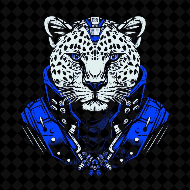 PSD un léopard bleu et noir avec un masque bleu dessus