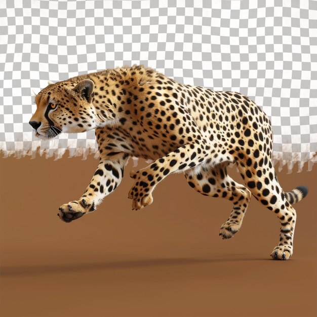 PSD a leopard running on a field with a cheetah on the back