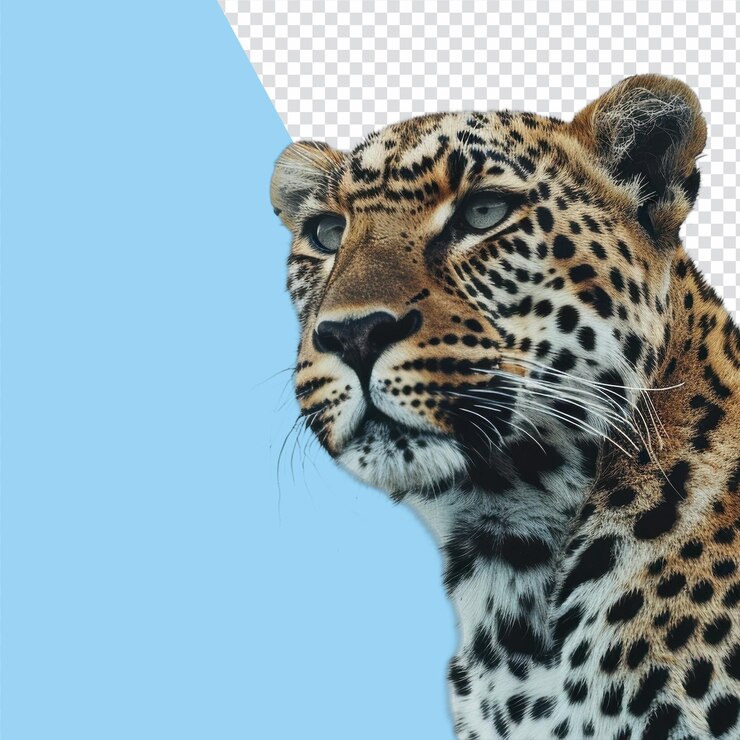 PSD el leopardo aislado sobre un fondo blanco