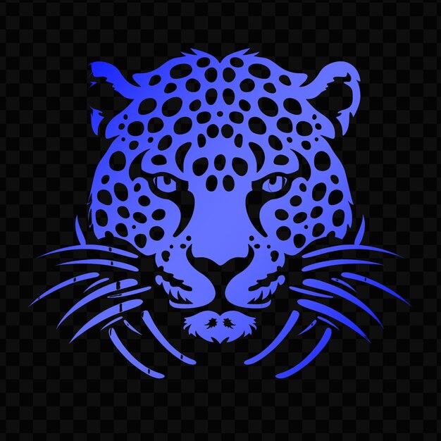 PSD un leopardo azul con una cara azul se muestra en un fondo negro